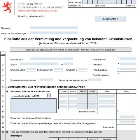 Aperçu du document Comprendre le formulaire 190 D pour les revenus locatifs — Démarches administratives (CERFA n°190 D)