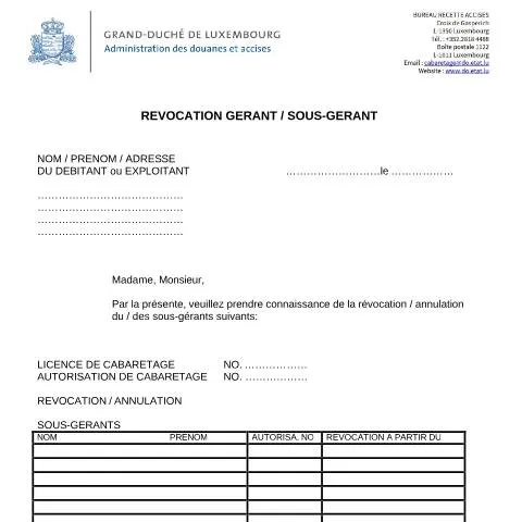 Aperçu du document Comprendre la Révocation d'un Gérant dans l'Horeca — Démarches administratives (CERFA n°revocation)
