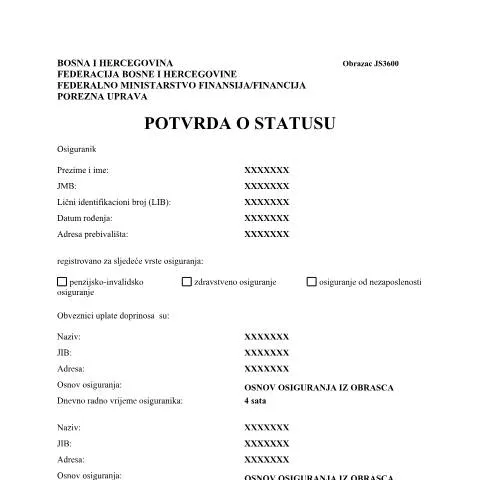 Document preview: Važnost POTVRDE O STATUSU u svakodnevnom životu — Administrativne procedure (CERFA n°JS3600)