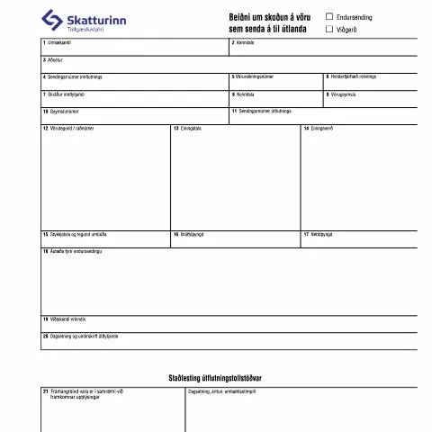 Document preview: Skrefin við Beiðni um skoðun á vöru fyrir útflutning — Tollur & innflutningur (CERFA n°TS-E14)