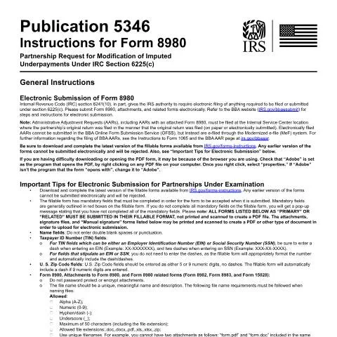 Document preview: Key Insights on IRS Publication 5346 and Form 8980 — Taxes (CERFA n°PUB-5346)