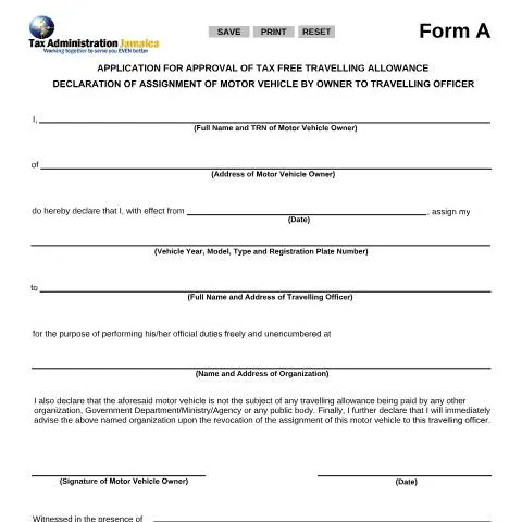 Document preview: Understanding Form A: Application for Tax-Free Travelling Allowance in — Government & admin (CERFA n°Form+A-App+for+Approval+of+Tax+Free+Travelling+Allowance_+Designer)