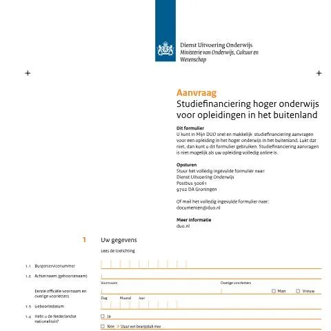 Documentvoorvertoning: Aanvraag studiefinanciering voor hoger onderwijs in het buitenland — Onderwijs & opleiding