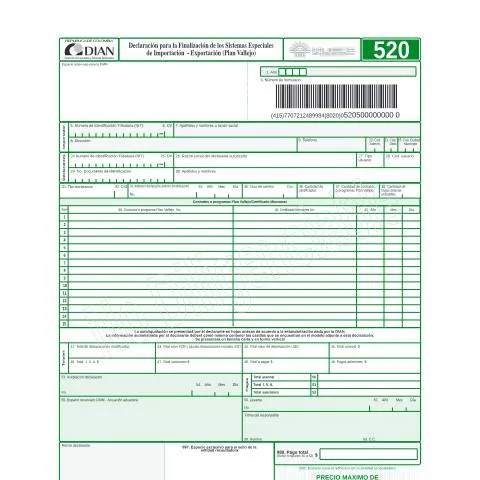 Vista previa del documento Formulario F520-2005: Clave en la Exportación Colombiana — Aduanas y comercio (CERFA n°F520-2005)