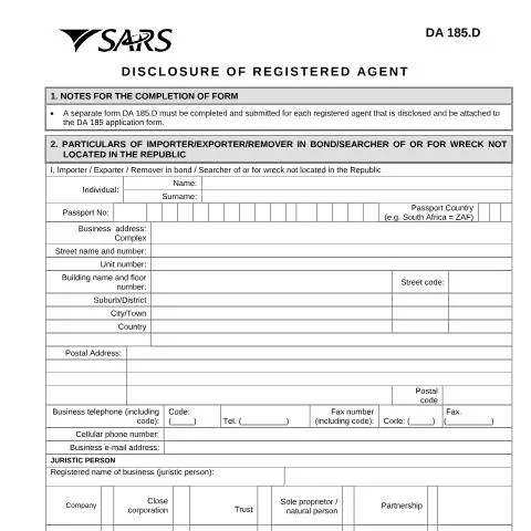 Document preview: Understanding the Role of Form DA 185.D in Trade — Government & admin (CERFA n°DA 185.D)