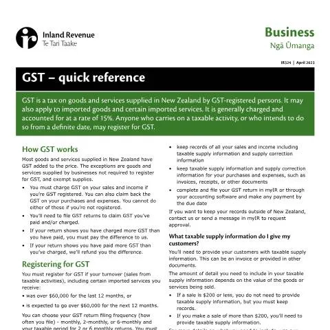 Document preview: Essential Insights into the GST IR324 Quick Reference — Taxes (CERFA n°IR324)