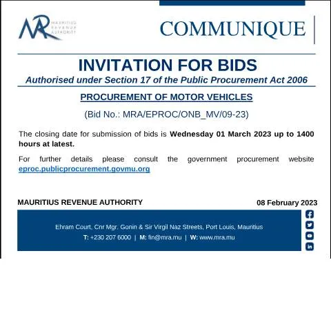 Document preview: Understanding Motor Vehicle Procurement in Mauritius — Government & admin (CERFA n°BidsMotorVehicles080223)