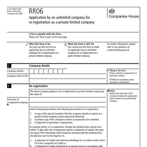 Document preview: Understanding the RR06 Form for Company Re-registration — Business