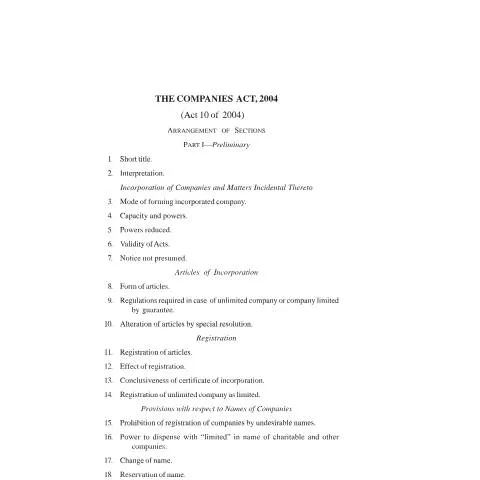 Document preview: Understanding the Companies Act 2004 of Jamaica — Legal & justice (CERFA n°Companies Act 2004 (Bookmark Version))