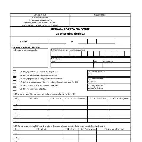Document preview: Sve o obrascu PP-801 za prijavu poreza na dobit — Porezi i fiskalnost (CERFA n°PP-801)