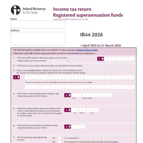 Document preview: Understanding the IR44 2026 Form for Superannuation Funds — Taxes (CERFA n°IR44)