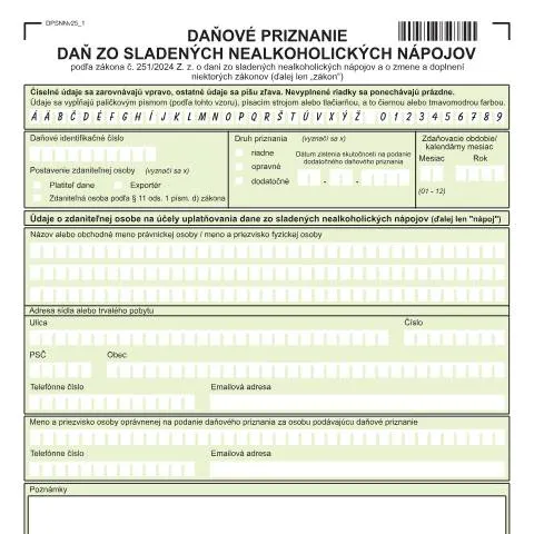 Document preview: Význam formulára DPSNNv25 v daňovom systéme SR — Administratívne úkony (CERFA n°DPSNNv25)