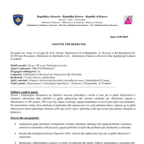 Document preview: Mundësi të Reja për Punësim në Administratën Publike — Punë & punësim