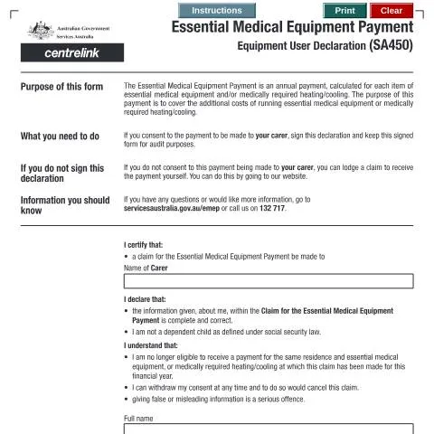 Document preview: Understanding the Equipment User Declaration for EMEP — Health (CERFA n°SA450)