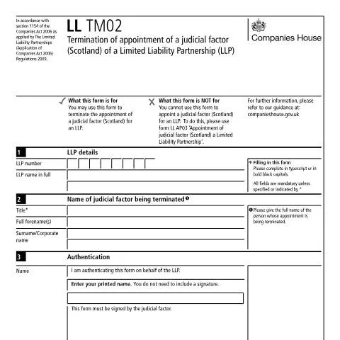 Document preview: Understanding the LL TM02 Form in LLP Management — Business