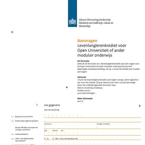 Documentvoorvertoning: Stappen voor het aanvragen van levenlanglerenkrediet — Onderwijs & opleiding