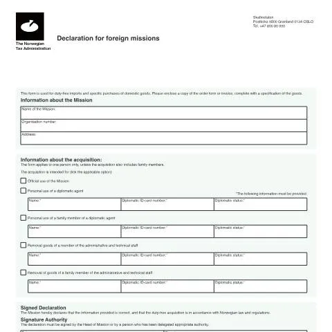 Document preview: Forstå RF-1573 for utenlandske misjoner i Norge — Skatt & avgifter (CERFA n°RF-1573)