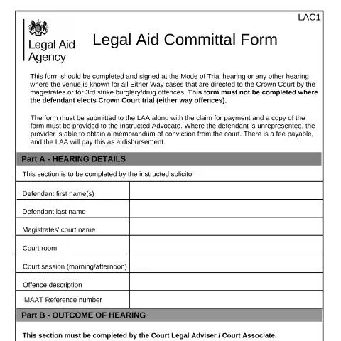 Document preview: Navigating the LAC1 Committal Form for Defendants — Legal & justice