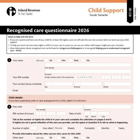 Document preview: Understanding the IR120: Key to Child Support in New Zealand — Legal & justice (CERFA n°IR120)