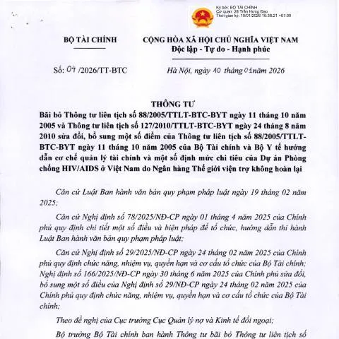 Document preview: Thông tư 04/2026/TT-BTC: Đổi mới quản lý tài chính trong lĩnh vực y tế — Thuế & tài chính (CERFA n°04/2026/TT-BTC)