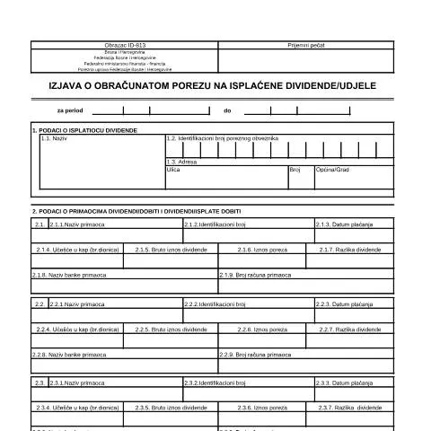 Document preview: Prvi koraci ka ispunjavanju obrasca ID-813 za porez na dobit — Porezi i fiskalnost (CERFA n°ID-813)