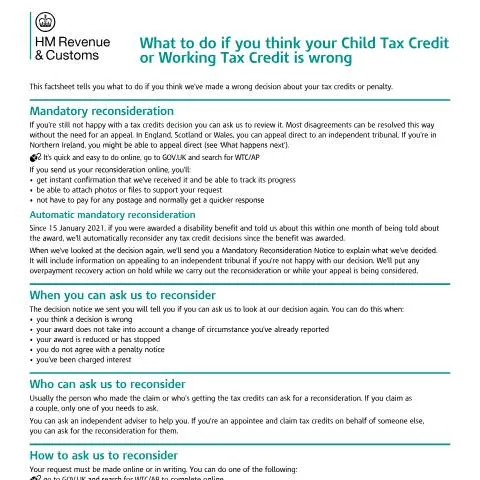 Document preview: Understanding How to Challenge HMRC Tax Credits Decisions — Taxes