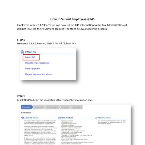 Document preview: Guide to Submitting Employee P45s to Jamaica's Tax Authority — Work & employment (CERFA n°How+to+submit+a+P45+-+Guide)