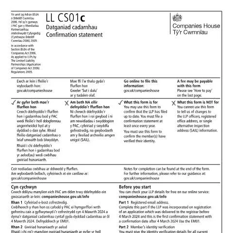 Document preview: Understanding the LL CS01c Confirmation Statement for LLPs — Business
