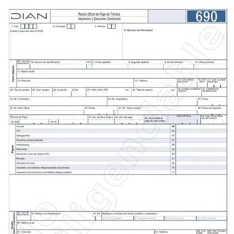Vista previa del documento Guía Completa sobre el Recibo F690-2024 para Tributos Aduaneros — Impuestos (CERFA n°F690-2024)