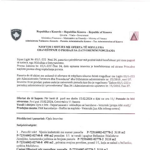 Document preview: Roli i NJOFTIM I SHITJES ME OFERTA TË MBYLLURA në procesin e shitjes — Procedura administrative