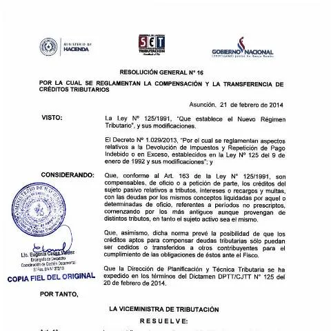 Vista previa del documento Normativas sobre créditos fiscales en Paraguay — Impuestos