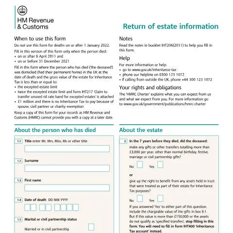 Document preview: Navigating IHT205: Simplified Inheritance Tax for UK Excepted Estates — Taxes