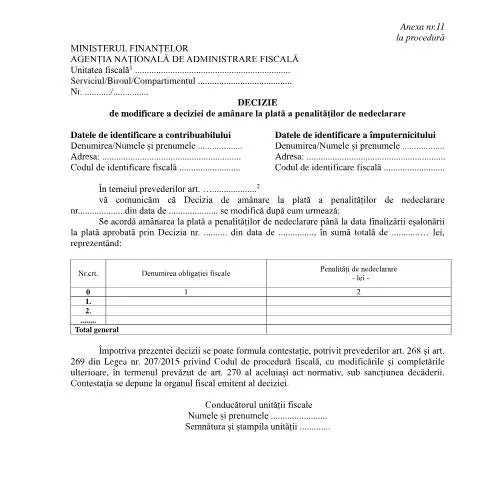 Document preview: Importanța Deciziei de Modificare a Penalităților Fiscale — Impozite & fiscalitate (CERFA n°A11_OPANAF_1767_2021)