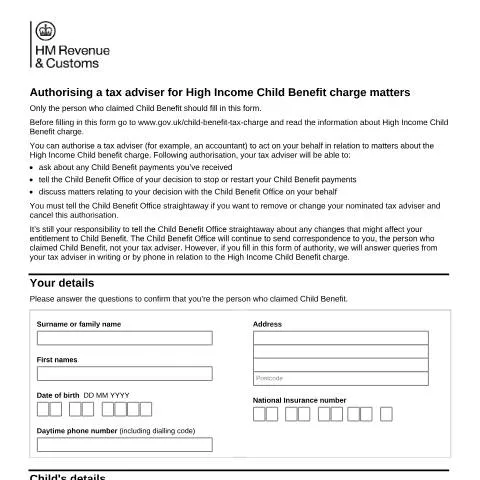 Document preview: Understanding the High Income Child Benefit Charge and Adviser — Taxes
