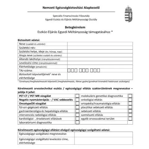 Document preview: Kézi kitöltésű Egészségügyi Kérelem FNMT.207.K — Egészség (CERFA n°FNMT.207.K)