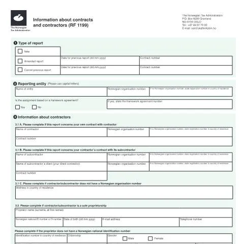 Document preview: Essensielle skjemaer for rapportering av utenlandske entreprenører — Skatt & avgifter (CERFA n°RF-1198 og 1199)