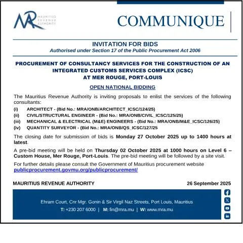 Document preview: Enhancing Customs Infrastructure with ICSC Project — Government & admin (CERFA n°BidsICSC260925)
