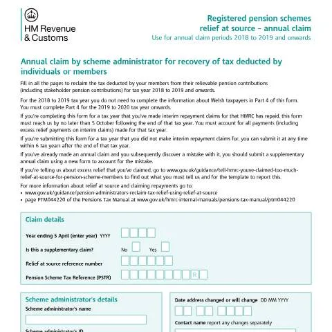 Document preview: Annual Pension Tax Relief Claims: APSS106 Form Requirements — Taxes