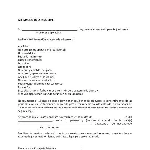 Document preview: Essential Guide to the Peru Affidavit for Marriage — Civil status & identity