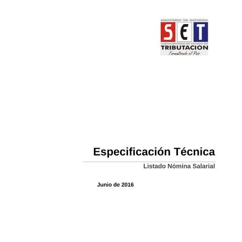 Vista previa del documento Especificaciones técnicas para nóminas en Paraguay — Trámites administrativos