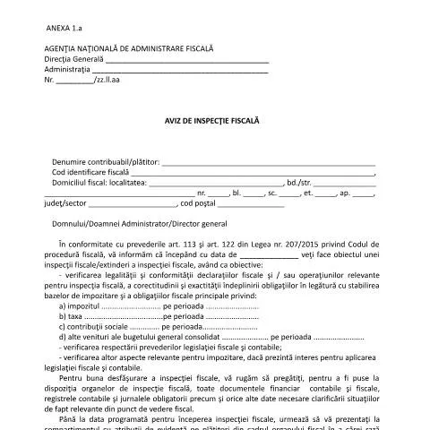 Document preview: Ce trebuie să știți despre Avizul de Inspecție Fiscală O3711_15_A1 — Impozite & fiscalitate (CERFA n°O3711_15_A1)