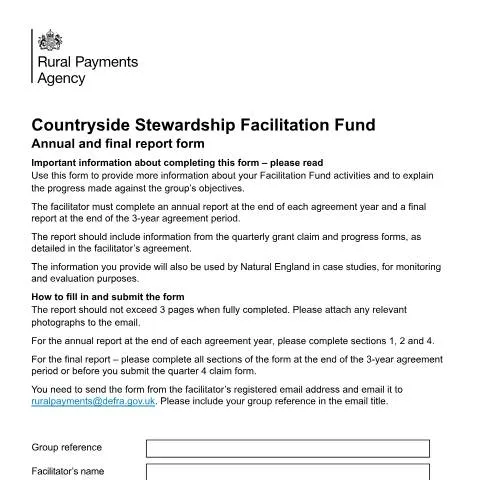 Document preview: Your Guide to the Countryside Stewardship Facilitation Fund Report — Government & admin