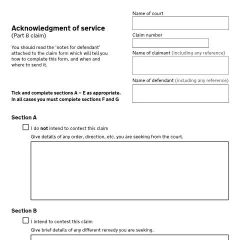 Document preview: How to Respond to Civil Procedure Rules Part 8 Claims Using Form N210 — Legal & justice