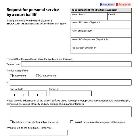 Document preview: Court Bailiff Personal Service: Form D89 Request Process — Legal & justice