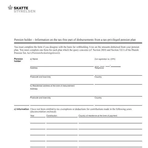 Document preview: Vigtige oplysninger om formular 07.061 til pensionsbeskatning — Skatter & skat (CERFA n°07.061)