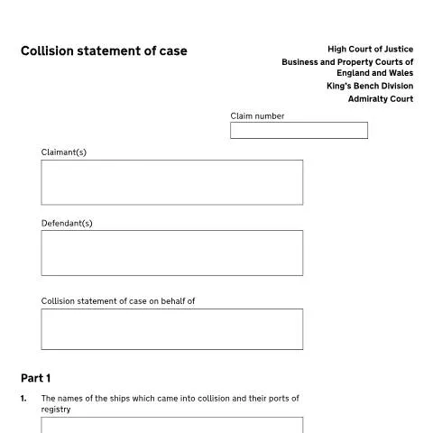 Document preview: Understanding the Collision Statement of Case: Form ADM3 — Legal & justice