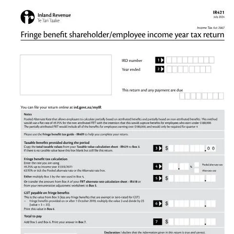 Document preview: Understanding the IR421 Fringe Benefit Tax Return — Taxes (CERFA n°IR421)
