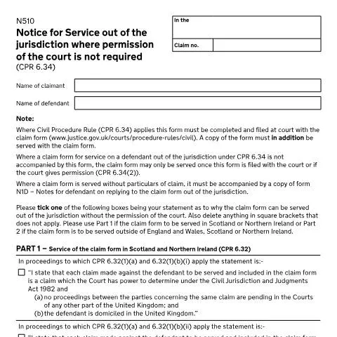 Document preview: Cross-Border Civil Litigation: Your Complete Form N510 Guide — Legal & justice