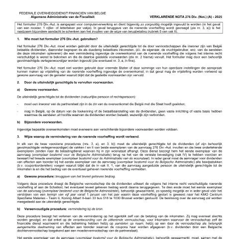 Aperçu du document Comprendre le Formulaire 276 Div. pour vos Dividendes — Impôts & fiscalité (CERFA n°276-div-nota-1)