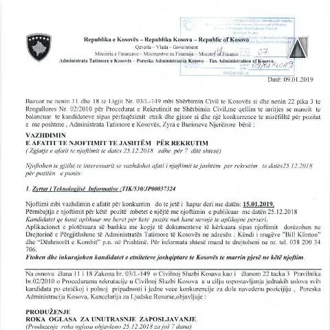 Document preview: Rëndësia e vazhdimit të afatit të njoftimit për rekrutim — Punë & punësim